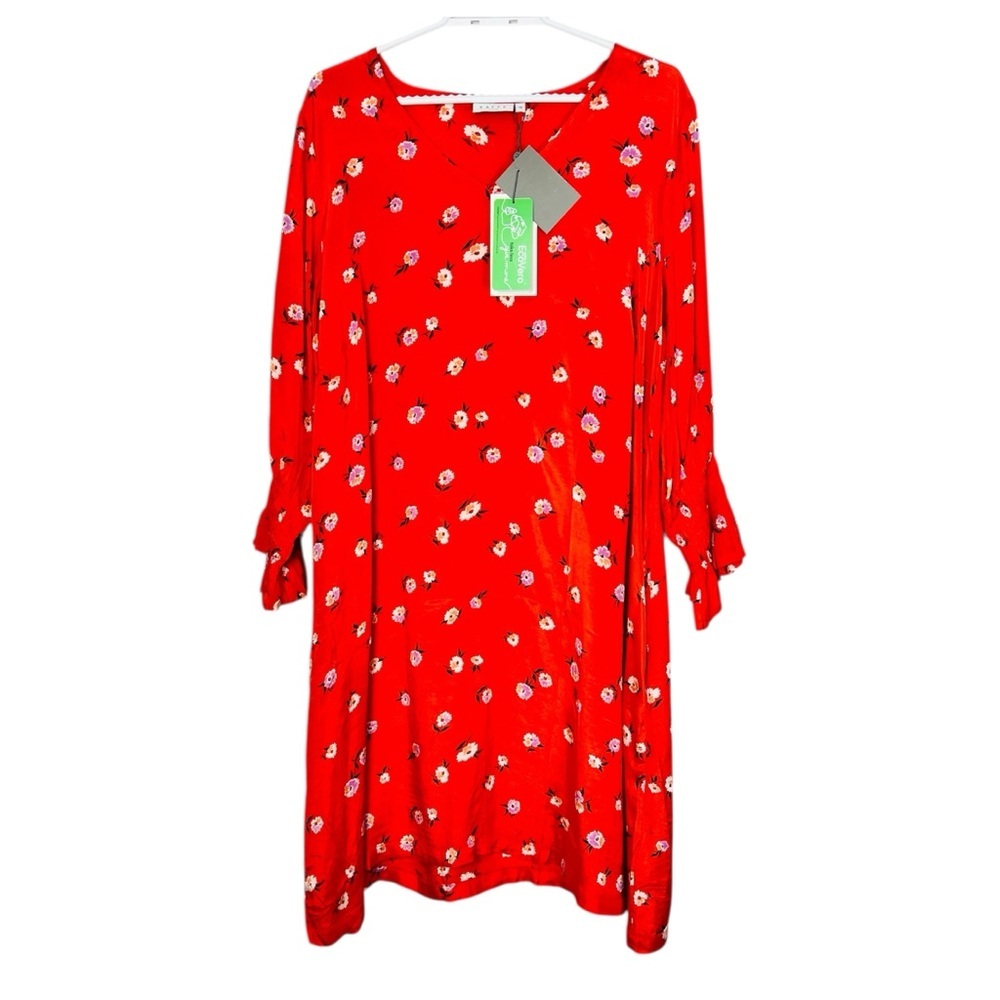 Kaffe Curve Plus Size KColly Red Floral midi Dress women size - Picture 3 of 15